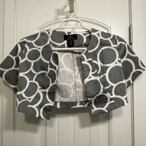Lennie for Nina Leonard Gray Circle Print Cropped Jacket Size 8 Women’s